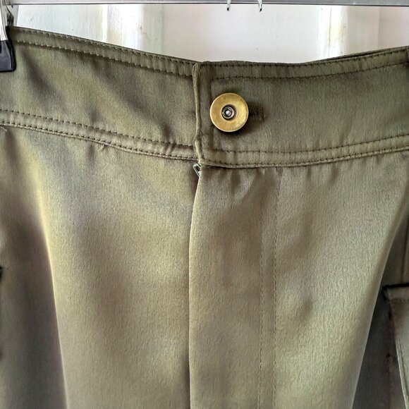 Aqua Olive Green Mini Skirt Size XS Cargo Style Pockets Belt Loops Lined - Picture 10 of 11